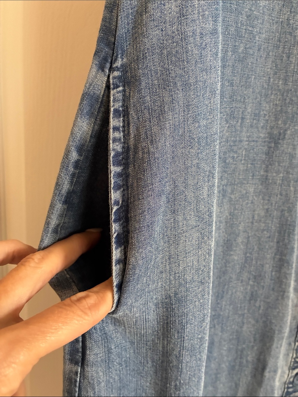 Coastal Cowgirl Chambray Ruffle Denim Dress Boho - Picture 6 of 9